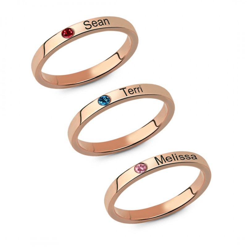 Personalized Customized Engraved Birthstone Ring